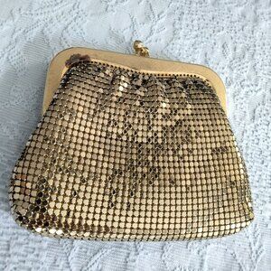 Vintage Small Metallic Gold Mesh Evening Coin Purse Clutch